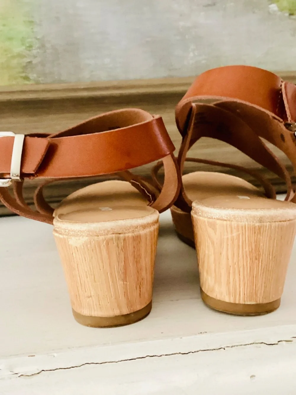 DKNY Amber Faux Leather Strap Wedge Girls Sandals Size 3 Youth Summer Platform